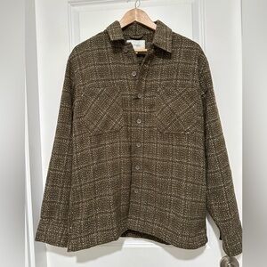 Men's Brown Plaid Shirt Jacket Overshirt Method Size Medium NWT
